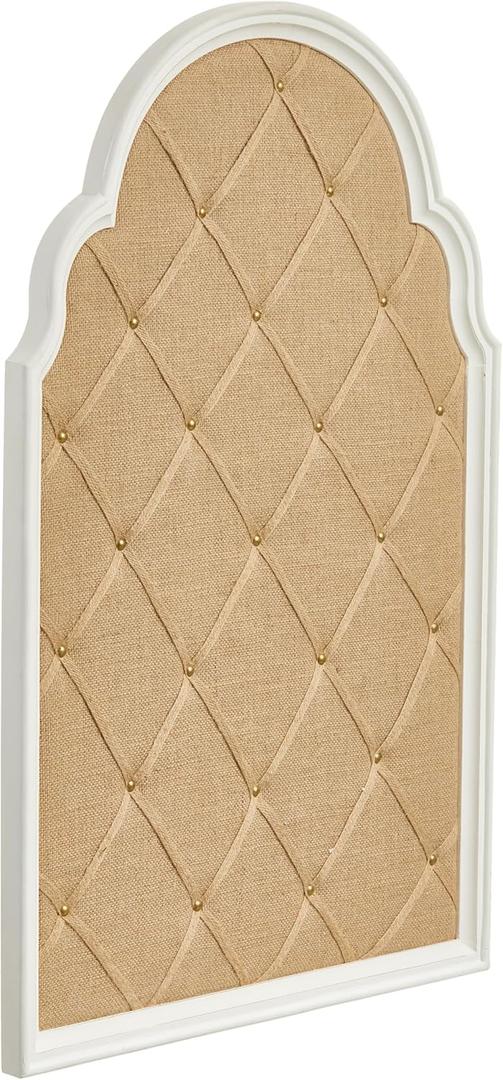 SOFE Arched Bulletin Board 36 X 24 Inches - White Framed Linen Large Bulletin Board - Pin Board Memo Board for Wall Decorative - Picture Message Display Notice Board for Office Home Bedroom