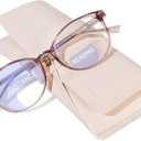 Bifocal Reading Glasses for Women, TR90 Round Clear Top Blue Light Computer Readers with Spring Hinge 2.5 x