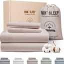 TWK 1200 TC 100% Egyptian Long-Staple Cotton Bedding Sheets Set, Luxury Hotel Style Deep Pocket with Elastic Reinforced Seams Sheet Set, Soft & Comfy Natural Sheets (Sand, Twin)