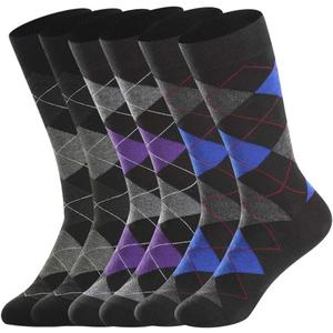 BONANGEL Thin Merino Wool Socks for Men, Mens Black Winter Thermal Wool Dress Crew Hiking Socks (6-12, 3pairs-mixargyle)