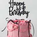 6 x Coquette birthday decorations With Happy birthday cake topper black bows for cake bow decorations