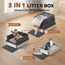 Stainless Steel Litter Box with Lid: Enclosed Cat Litter Box for Small Cats & Kitten, Metal Kitty Litter Pan with High Sided Enclosure, Include Scoop & Mat, Odor Control, Anti-Leakage