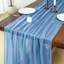 Blue Cheesecloth Table Runner Fall Thanksgiving 120 Inch Dusty Blue Rustic Boho Cheese Cloth 10Ft Gauze Table Runner for Wedding Decor Baby Shower Holiday Party Home Decorations