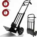 Heavy Duty Folding Hand Truck Dolly with Bungee Cords, 800 LB Dolly Cart | 8" Solid Rubber Wheels, 2*Bungee Cords, Compact Foldable Alloy Steel Design for Warehouses, Homes, Offices, andSmall Business