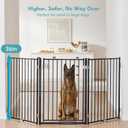 No Pawblems Free Standing Dog Gate with Door, 36'' Tall Foldable Dog Fence for Indoor & Outdoor, Up to 156 Inch Extra Wide Puppy Gate for Stairs, Hallways, Doorways, Deck, Yard (Black, 6 Panels)