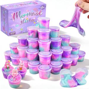 48 Pack Mini Galaxy & Mermaid Slime Cups | Super Soft & Non-Sticky Party Favors for Kids, Bulk Classroom Prizes, Birthday Gift, Goodie Bag Stuffers for Boys and Girls Ages 8-12