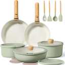 CAROTE Pots and Pans Set, Nonstick Cookware Set Detachable Handle, 19pcs Induction Kitchen Cookware Sets Non Stick with Removable Handle, RV Cookware Set, Oven Safe, Sage Green