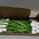 20pcs White Tulips Artificial Flowers 13 Inch Real Touch PU Fake Flowers Fake Tulips for Mother's Day Easter in Home Wedding Office Party Table Decoration