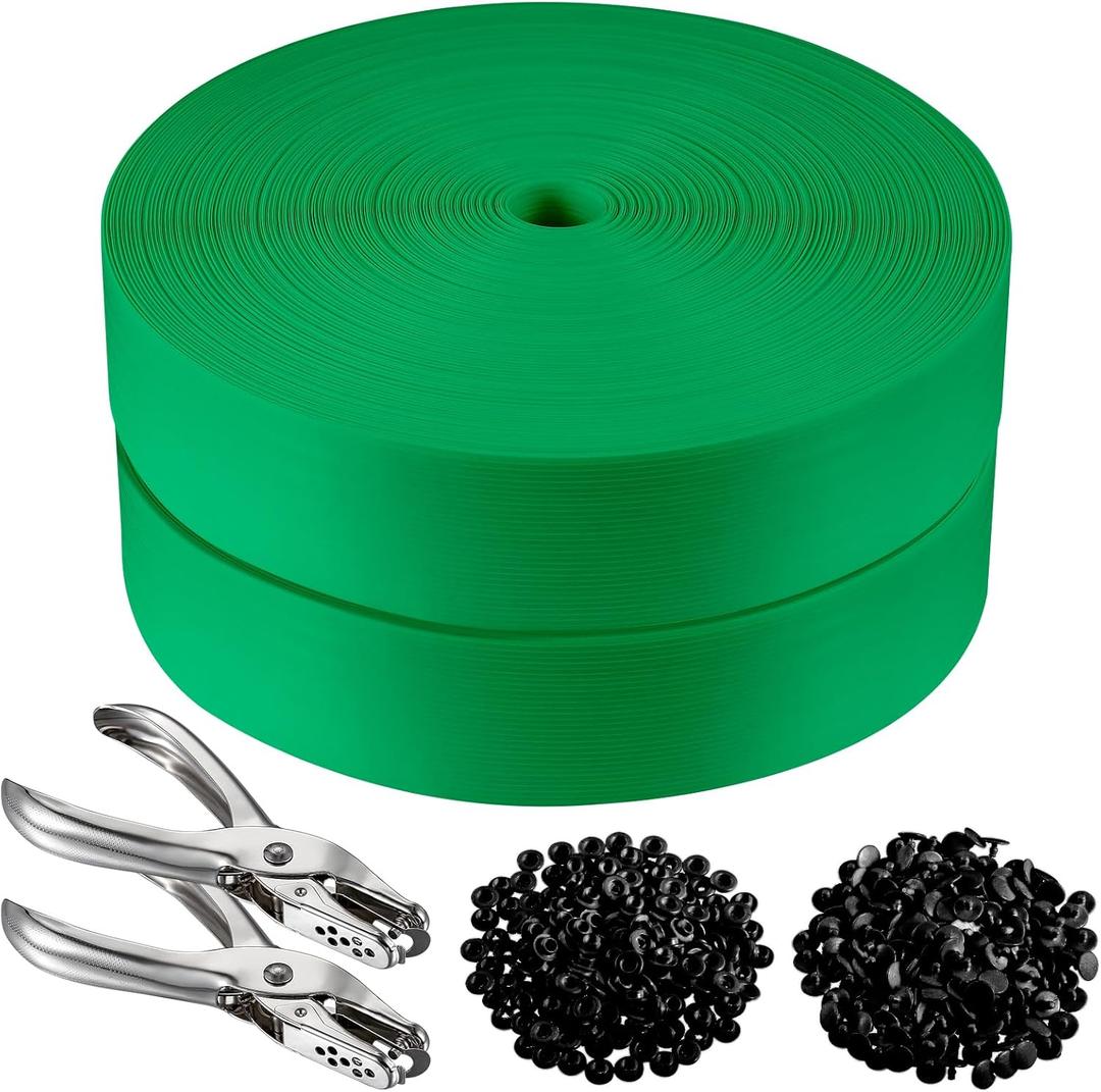 Chain Link Fence Privacy Strip, Privacy Fence, 492 ft. Fence Privacy Strip, (Includes 400 Clasps + 2 Hole Punch) GreenSuitable for Decks, patios,grates, Wire mesh and More.