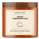 Majestic Pure Pumpkin Cinnamon Scented Candle with Upto 45+ Hrs Burn Time, 2-Wick Candle, Soy Wax Blend for Cleaner Consistent Burn, 10 oz Jar Candle with Room Filling Fragrance, Spiced Chai