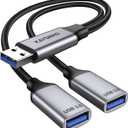 USB 3.0 Splitter 1 in 2 Out, USB Splitter Y Cable, USB Male to 2 Female Cable for PC, Tablet, Laptop, MacBook, Keyboard, PS4, PS5, Mouse, FlashDrive, LED, Etc.