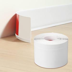 Flexible Baseboard Molding Trim, Self-Adhesive Design Vinyl Wall Base, Peel and Stick Rubber Wall Base Moulding Trim, 4inch(W) x 20feet(L), White