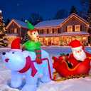 Max Fun 9.5Ft Christmas Inflatables Outdoors Decorations Santa Claus on Sleigh LEDs Build-in Blow Up Christmas Yard Inflatable Decoration for Outdoor Indoor Garden Lawn