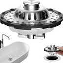 Universal Bathtub Drain Stopper Shower Drain Hair Catcher, Tub Stopper with Visible Top Strainer, Upgraded 3 in 1 Pop-up Drain Plug Fit for 1.5 to 2.4" Hole, Stainless Steel Filter Basket, Chrome