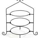 3 Tier Pie Plate Stand, Wrought Iron Dessert Display Rack, Plates Not Included, for 10 to 12 Inch Pie Plates, 9.25" Center Rings, Detachable, for Pies, Cakes, Desserts & Dinner Plates