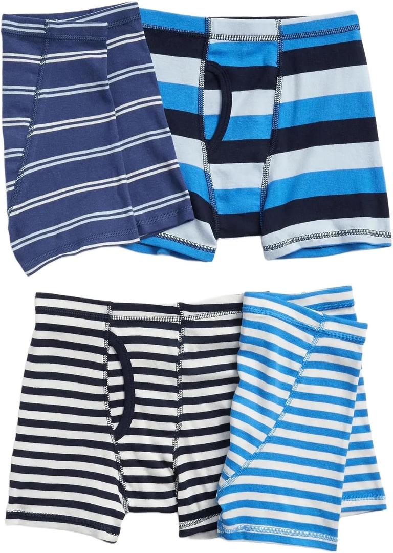 GAP Boys' 4-Pack Boxer Briefs Underpants Underwear (Size Large, Multi Blue Stripe)