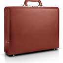 Briefcase for Men, Leather Attache Case with Lock, Hard Shell Business Briefcase, Fits 15.6-Inch Laptop (Brown)