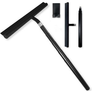 Black Telescopic Shower Squeegee for Glass Doors, Tile Shower Walls. Comes with Suction Hook, Great for Shower Glass