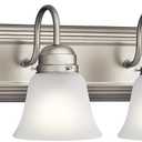 Kichler 30" 4-Light Vanity Bath Light in Brushed Nickel, Modern Bathroom Light with Clear Satin Etched Glass, (30" W x 8" H), 5338NIS