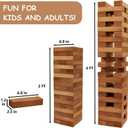 Juegoal 54 Piece Giant Tumble Tower Brown for Adult Kids Family, Wooden Block Stacking Game with Gameboard & Canvas Bag, Outdoor Games for Backyard Lawn Party Playing, 6.9 x 6.9 x 24 Inches,X-Large