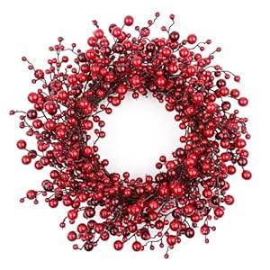 VioletEverGarden White Wreath 20 Inch Winter Wreaths for Front Door Artificial White Berry Wreath for Winter Christmas Hoilday Party Wall Window Decorations