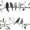 Demissle 2 Pcs Metal Birds Wall Art Decor Vivid Birds on Branch with Leaves Rustic Wall Decor Waterproof Metal Sculpture Hanging Sign for Home Balcony Garden Indoor Outdoor(Retro Colors)