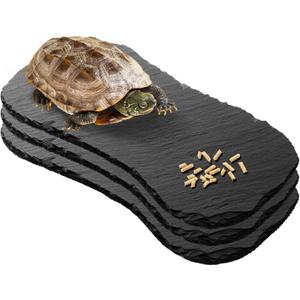 STARVAST 3Pcs Reptile Basking Platform, 11×5.3 Inch Tortoise Rock Plate Feeding Food Bowl Turtle Bathing Resting Basking Rock for Lizard Gecko Bearded Dragon Chameleon Snake Frog