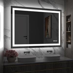 Amorho LED Bathroom Mirror 40'' X 30'' with Front Light and Backlit, Stepless Dimmable Wall Mirrors with Anti-Fog, Shatter-Proof, Memory, 3 Colors, Double LED Vanity Mirror (Horizontal/Vertical) Amorho LED Bathroom Mirror 40'' X 30'' with Front Light and Backlit, Stepless Dimmable Wall Mirrors with Anti-Fog, Shatter-Proof, Memory, 3 Colors, Double LED Vanity Mirror (Horizontal/Vertical)