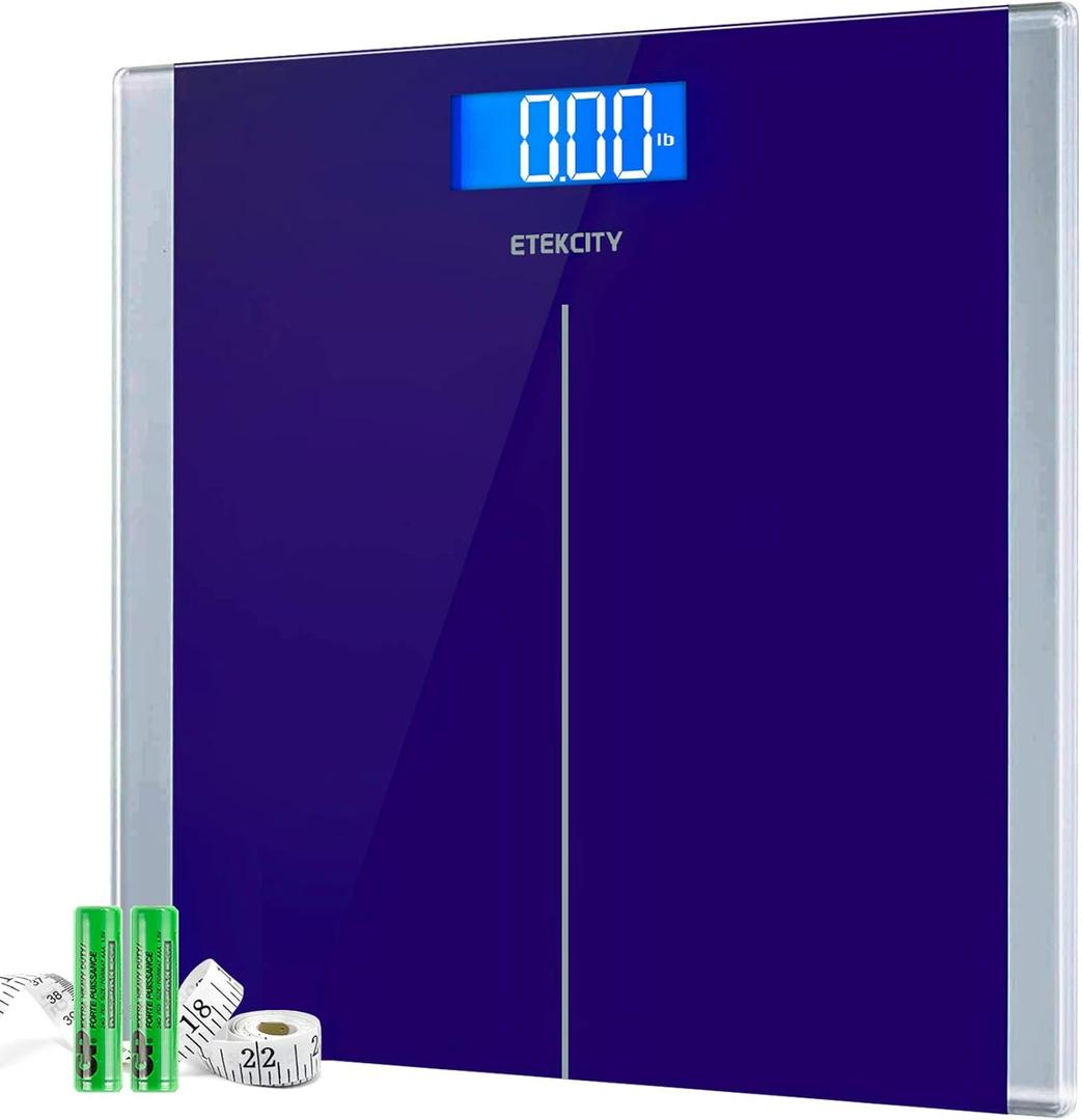 Etekcity Scale for Body Weight, Bathroom Digital Electric Scale for People, Measures Weight up to 400 lbs, Blue (11.8 x 11.8 inches)