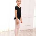 Stelle Leotard for Girls Black Ballet Dance Leotard Gymnastics Outfits with Bow Back (Toddler/Little/Big Kids) (6-7 Years)
