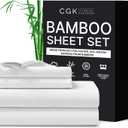 CGK Unlimited Queen Size Bed Sheets- Cooling & Breathable, 60% Polyester, 40% Rayon Derived from Bamboo Super Soft & Comfy for Hot Sleepers to Stay Cool (Queen, White) (02- Bright White)