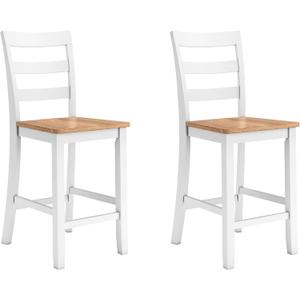 Signature Design by Ashley Gesthaven Solid Wood Frame Counter Height Barstool, Set of 2, White/Natural