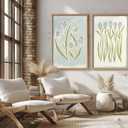 Light Blue Flower Canvas Wall Art Southern Coastal Modern Floral Painting Picture Preppy Blue Flowers Wall Decor Minimalist Botanical Poster Print Artwork for Living Room Bedroom Bathroom Home Decor, 24L"x16W"