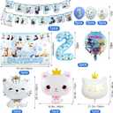 142Pcs Cat Birthday Decorations, Cat 2nd Birthday Party Supplies, Cat Birthday Party Decorations Include Plates Cups Napkins Tablecloth Balloons Cake Toppers for Kids Party
