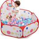 Red Dot Kids Ball Pit for Toddler with Basketball Hoop Foldable Pop-Up Baby Ball Pool for Girls Boys Indoor & Outdoor Game 47.24"/120cm Wide Plyahouse Tent (Balls NOT Included)