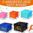 Geyoga 5 Pcs Birthday Gift Boxes Square Nesting Boxes with Lids Square Box 5 Assorted Sizes Stackable Gift Box for Birthday Valentine's Day Wedding Party Present Packaging