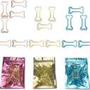 Paper Clips, 90 Pcs Cute Dog Bone Shaped Paper Clips, Fun Metal Office Supplies, School Gift, DIY Personalized Decoration, 3 Independent Bagged (Gold Rosegold Blue)