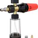 Foam Cannon Pro, Foam Cannon for Pressure Washer with 1/4" Quick Connector, Mini Soap Cannon with Adjustable Nozzle for car wash, Additional 1.1mm Orifice Nozzle (Black - Red)