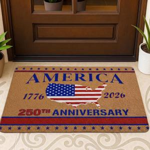 Tinideya 250th Anniversary Patriotic Welcome Mat for Door Mat for Front Door Semiquincentennial Decor for Independence Day 4th of July Doormat Porch Decor(National Flag)