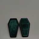 Velvet Coffin Ring Box Case Holder for Gothic Wedding Ceremony Jewelry Organizer Decorations (Black and Green)