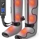 Air Compression Leg Massager with Heat : Foot and Calf Massager for Circulation and Pain Relief - 9 Intensity, 4 Modes, 3 Heating, Vibration, for Sitting/Standing Jobs & Home Use