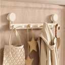 Heavy-Duty Over-Door Clothes Hook Rack, Black, Flat-Top Design, Universal Door Fit (Cream, Extended)