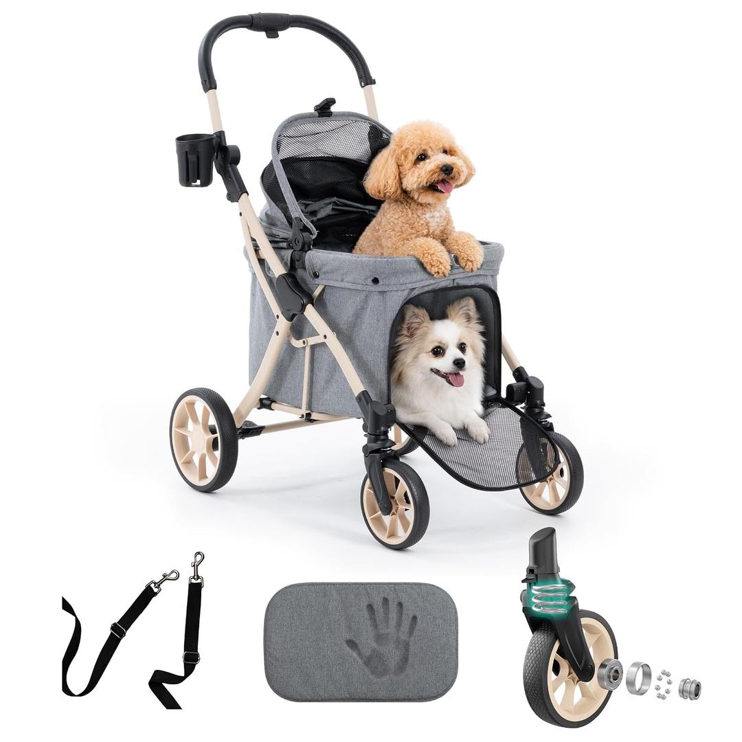 Dog Stroller for 1/2 Small Dogs & Medium Dogs,7/9 Rubber Wheels