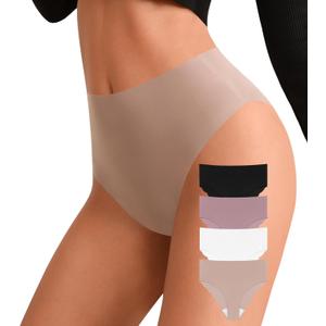 2 x ASIMOON Womens High Waisted Underwear No Show Seamless High Cut Bikini Plus Size Cheeky Panties Postpartum Briefs XL (Black, XL)