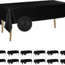 Fokitut 12 Pack Waterproof Rectangle Tablecloth, 60x120 Inch,Stain Resistant and Wrinkle Polyester Table Cloth, Fabric Table Cover for Kitchen Dining, Wedding, Party, Holiday Dinner-Black