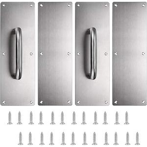 Sumnacon 2PCS Stainess Steel Door Push Plates,Sturdy Door Handle Plates with Screws, Solid Door Pulls for Home Office Public Commercial Places,Silver