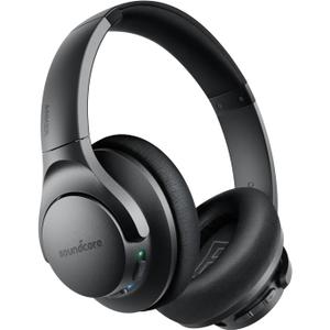 Soundcore Anker Life Q20 Hybrid Active Noise Cancelling Headphones, Wireless Over Ear Bluetooth Headphones, 60H Playtime, Hi-Res Audio, Deep Bass, Foam Ear Cups, Travel, Office, USB-C Charging