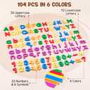 JoyCat 104 Pieces Magnetic Letters Numbers Alphabet Fridge Magnets ABC 123 Preschool Educational Learning Plastic Colorful Toy Set Uppercase Lowercase Math Symbols for Toddlers Kids 3+