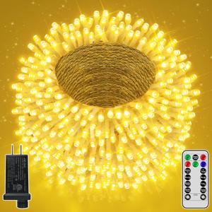 Ccinny 328FT 1000 LED Christmas Lights Outdoor Waterproof, Timer & Memory Function, 8 Modes Warm White String Lights Plug in Twinkle Lights for Xmas Tree Holiday Garden Party Decor