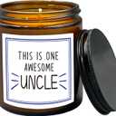 HIWX Best Uncle Scented Candle, Fathers Day Birthday Christmas Gifts for Uncle, Uncle Gifts from Niece, Best Uncle Gifts, Uncle Birthday Lavender,Vetiver, Sandalwood Scented 8oz Holders Candles Jar